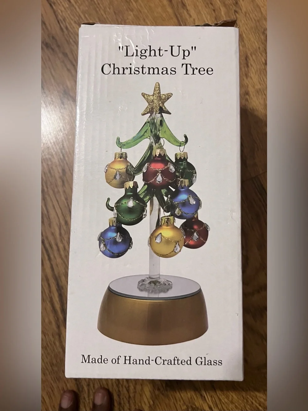 Handcrafted light up Mini Glass Christmas Tree MultiColor Ornaments holidays